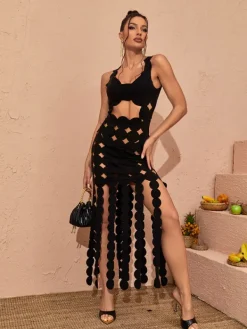 Dresses|Maxi Dresses*Mew Mews Fashion Nyx Circle Cutout Fringe Maxi Dress