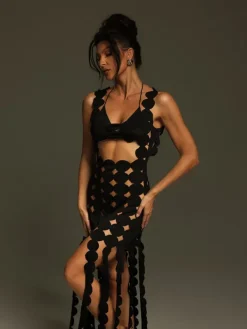 Dresses|Maxi Dresses*Mew Mews Fashion Nyx Circle Cutout Fringe Maxi Dress