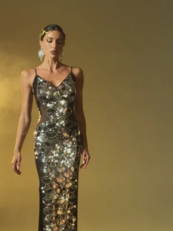 Embellishment|Dresses*Embellishment Nyxara Spaghetti Sequin Maxi Dress