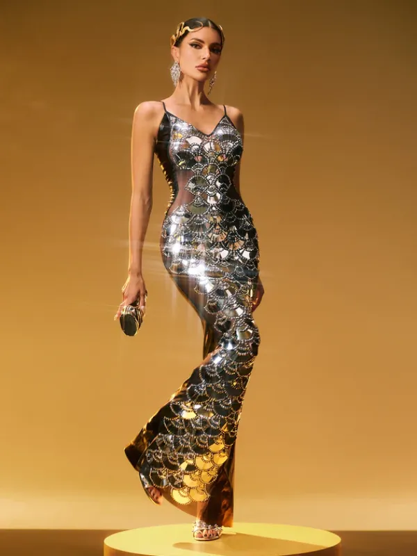Embellishment|Dresses*Embellishment Nyxara Spaghetti Sequin Maxi Dress