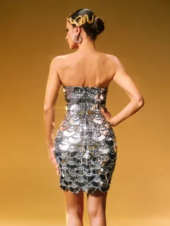 Embellishment|Dresses*Embellishment Nyxara Strapless Sequin Embellished Mini Dress In Silver