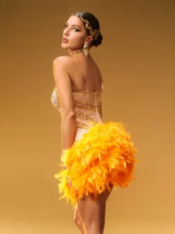 Embellishment|Dresses*Embellishment Nyxie Rhinestone Feather Trimmed Mini Dress
