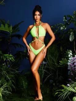 One Piece|Swimwear*Mew Mews Fashion Oakes Halterneck Beaded One Piece Swimsuit