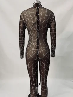 Jumpsuits & Romper|Embellishment*Embellishment Octavia Cobweb Print Embellished Jumpsuit In Chocolate