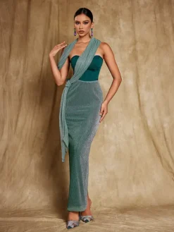 Dresses*Bandage Omilaní Strapless Patchwork Maxi Dress