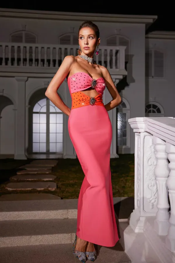 Dresses|Maxi Dresses*Bandage Oriole Crystal Cutout Dress