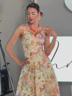 Dresses|Midi Dresses*Mew Mews Fashion Ornan Floral Embroidered Midi Dress
