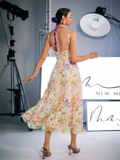Dresses|Midi Dresses*Mew Mews Fashion Ornan Floral Embroidered Midi Dress