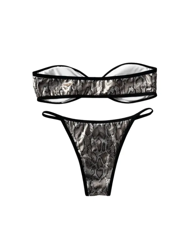 Bikini Sets|Swimwear*Mew Mews Fashion Oscar Snake Printed Bikini Two Piece Set