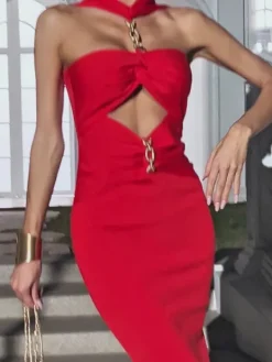 Dresses|Midi Dresses*Bandage Ozzie Cutout Ruched Dress
