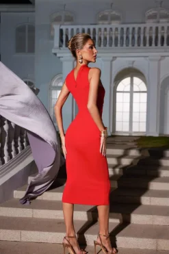 Dresses|Midi Dresses*Bandage Ozzie Cutout Ruched Dress