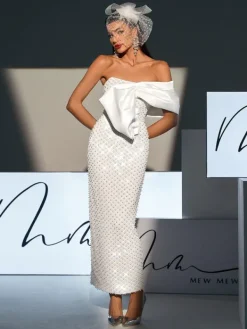 Dresses|Maxi Dresses*Mew Mews Fashion Ozzy Strapless Bow Pearl Embellished Maxi Dress