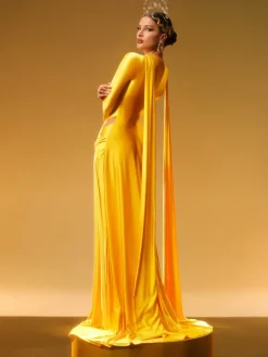 Dresses|Maxi Dresses*Mew Mews Fashion Panya Long Sleeve Crystal Satin Maxi Dress