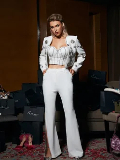 Blazers|Sets & Co-ords*Mew Mews Fashion Parvati Embellished Blazer Set In White