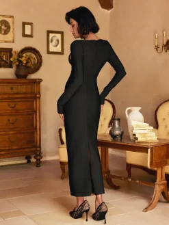 Dresses|Midi Dresses*Bandage Patricia Long Sleeve Pearl Midi Dress