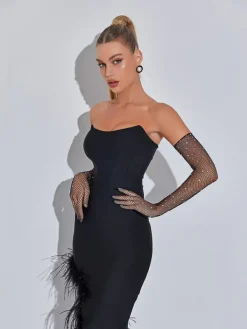 Gloves*Mew Mews Fashion Pauline Diamond Fishnet Gloves In Black