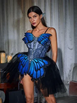 Embellishment|Dresses*Embellishment Phaedra Butterfly Tulle Trimmed Mini Dress