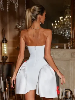 Dresses|Mini Dresses*Bandage Phylo Strapless Flower Mini Dress In White