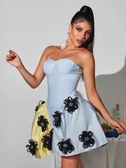 Dresses|Mini Dresses*Bandage Phylo Strapless Flower Mini Dress