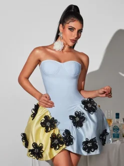 Dresses|Mini Dresses*Bandage Phylo Strapless Flower Mini Dress