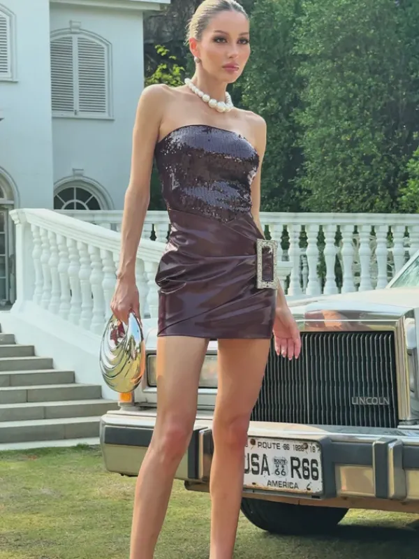 Dresses|Mini Dresses*Mew Mews Fashion Phyxira Strapless Sequin Mini Dress