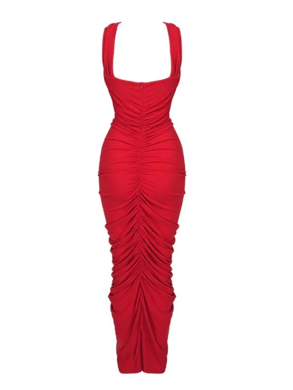 Dresses|Maxi Dresses*Mew Mews Fashion Pomeline Rose Bodycon Maxi Dress In Red