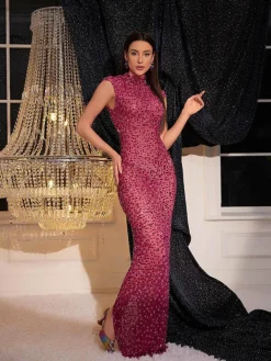 Dresses|Maxi Dresses*W Jia Protea Back Cutout Rhinestone Mesh Dress