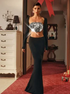 Armor Tops|Tops*Mew Mews Fashion O/S Quill Halterneck Armor Top In Silver
