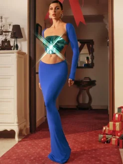Armor Tops|Tops*Mew Mews Fashion O/S Quill Halterneck Armor Top In Blue