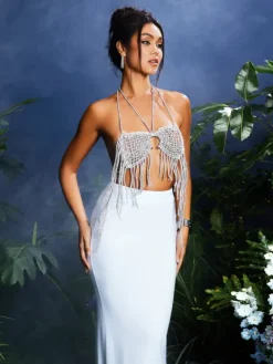 Sets & Co-ords*Mew Mews Fashion Qwara Crystal Fringe Skirt Set