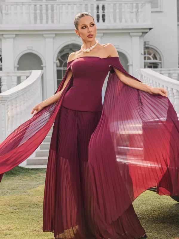 Dresses|Maxi Dresses*Mew Mews Fashion Qyressa Off Shoulder Pleated Maxi Dress