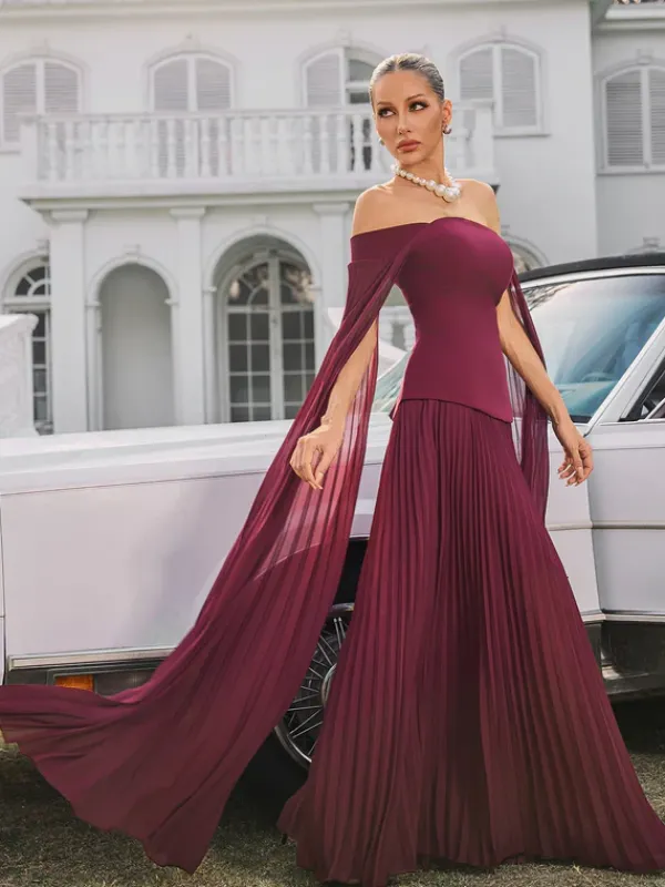 Dresses|Maxi Dresses*Mew Mews Fashion Qyressa Off Shoulder Pleated Maxi Dress