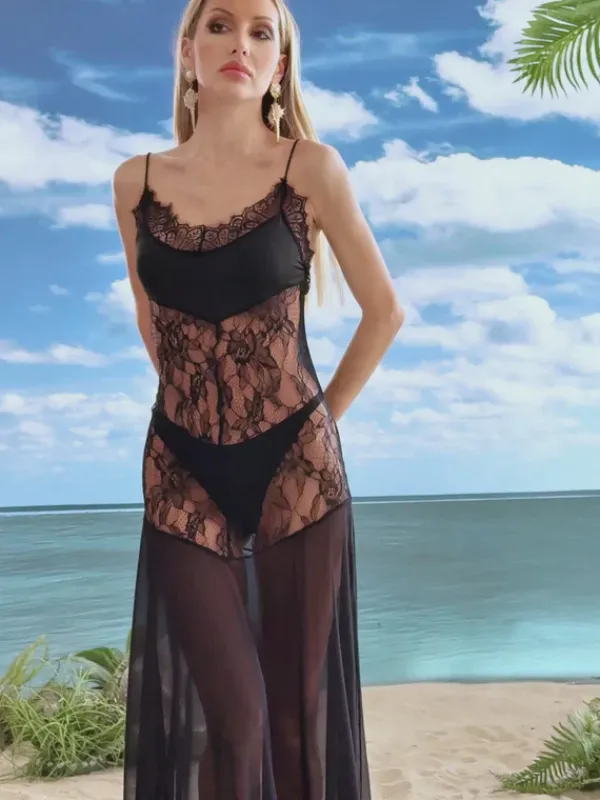 Dresses|Maxi Dresses*Mew Mews Fashion Qyxira Spaghetti Lace Maxi Dress With triangle panties