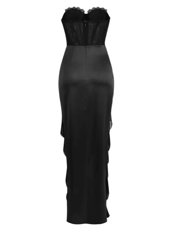 Dresses|Maxi Dresses*Mew Mews Fashion Raoul Strapless Lace Tulle Maxi Dress In Black