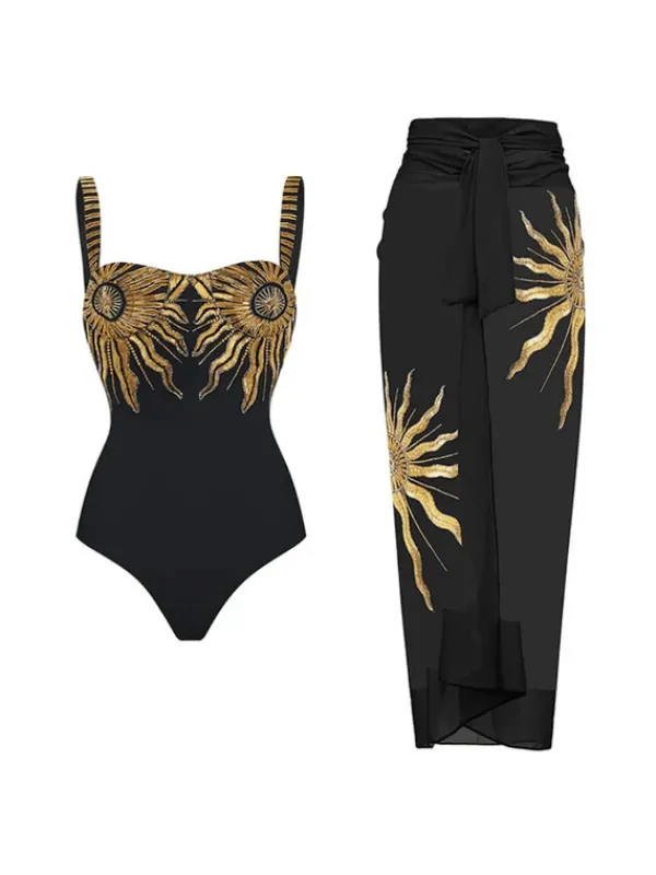 Bikini Sets|Swimwear*Mew Mews Fashion Rayya Sunflower Sequin Swimwear Two Piece Set