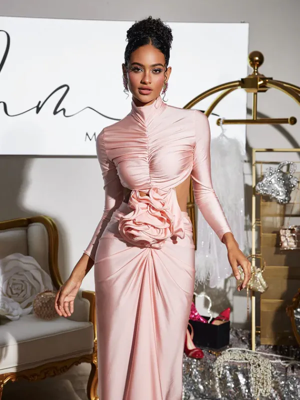 Dresses|Maxi Dresses*Mew Mews Fashion Renwick Long Sleeve Flower Cutout Maxi Dress In Pink
