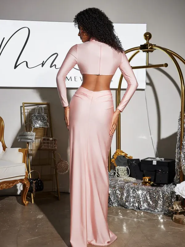Dresses|Maxi Dresses*Mew Mews Fashion Renwick Long Sleeve Flower Cutout Maxi Dress In Pink