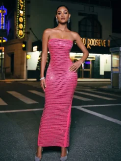 Dresses|Maxi Dresses*Mew Mews Fashion Ridley Rhinestone Maxi Dress In Hot Pink