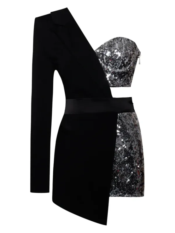 Blazers|Jumpsuits & Romper*Mew Mews Fashion River Sequin One Sleeve Blazer Romper