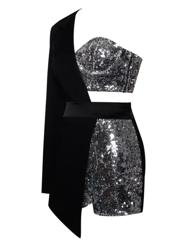 Blazers|Jumpsuits & Romper*Mew Mews Fashion River Sequin One Sleeve Blazer Romper
