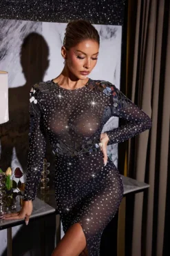 Embellishment|Dresses*Embellishment Ronald Embellished Split Maxi Dress