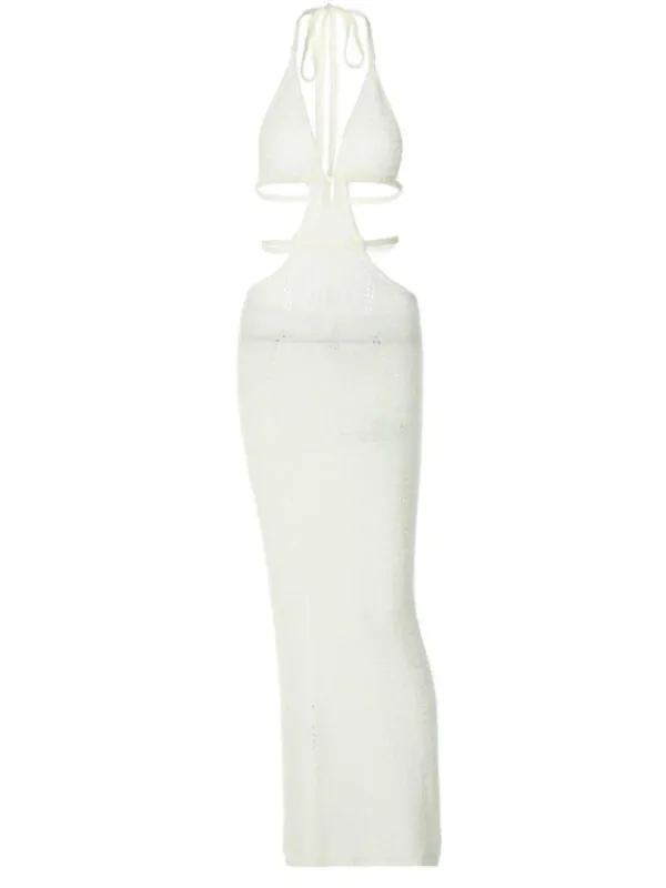 Dresses|Maxi Dresses*Mew Mews Fashion Rosalinda Halterneck Knit Maxi Dress In White