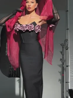 Dresses|Maxi Dresses*Bandage Rosanna Strapless Flower Corset Dress With Gloves