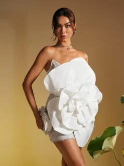 Dresses*Mew Mews Fashion Ruairi Strapless Flower Mini Dress