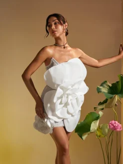 Dresses*Mew Mews Fashion Ruairi Strapless Flower Mini Dress
