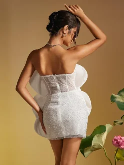 Dresses*Mew Mews Fashion Ruairi Strapless Flower Mini Dress