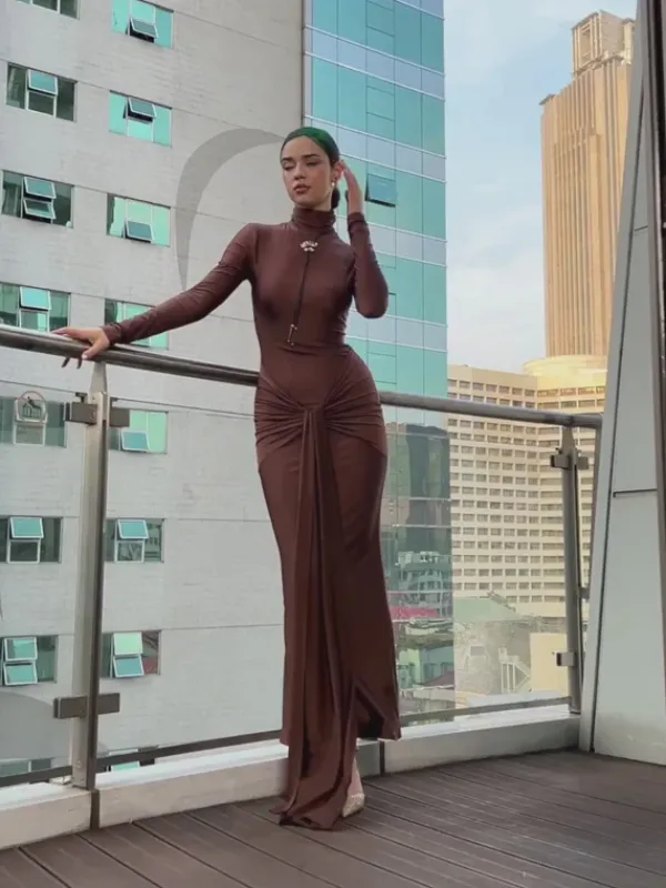 Dresses|Maxi Dresses*Mew Mews Fashion Rumaysa Long Sleeve Twisted Maxi Dress