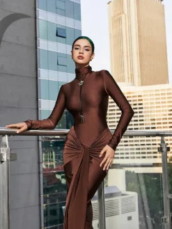 Dresses|Maxi Dresses*Mew Mews Fashion Rumaysa Long Sleeve Twisted Maxi Dress