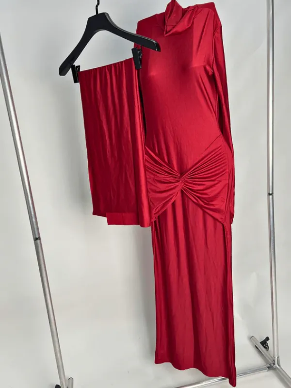 Dresses|Maxi Dresses*Mew Mews Fashion Rumaysa Long Sleeve Twisted Maxi Dress In Red