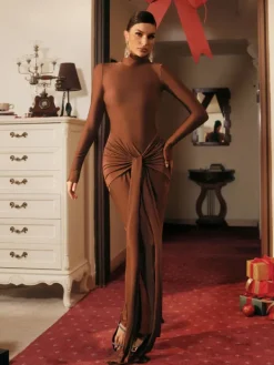 Dresses|Maxi Dresses*Mew Mews Fashion Rumaysa Long Sleeve Twisted Maxi Dress